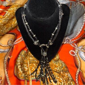 Chico's Black and Silver Beaded Necklace